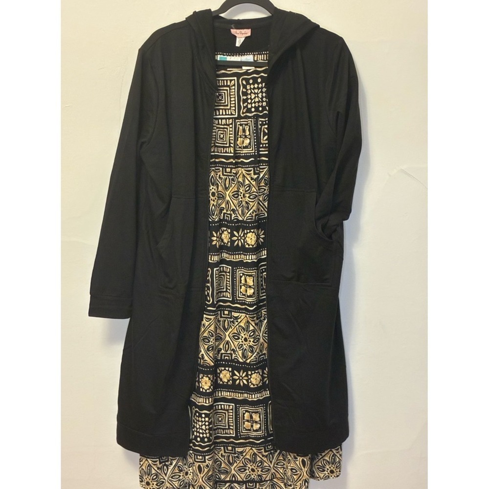 Miss Popular Longline Black Zip-Up Cotton Poly Hoodie Women L